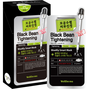 Тканевая маска для лица Wellderma Сужение пор Black Bean Tightening Weekly Smart Mask 10 шт x 25 мл (8809387192092) лучшая модель в Хмельницком