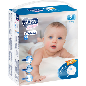 Подгузники одноразовые для детей AURA baby 2/S 3-6 кг mega-pack 70 шт (4752171003279) лучшая модель в Хмельницком