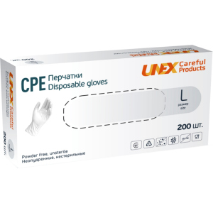 Перчатки одноразовые нестерильные, неопудреннные CPE Unex Medical Products размер L 200 шт. — 100 пар Белые (4870238550808) ТОП в Хмельницком