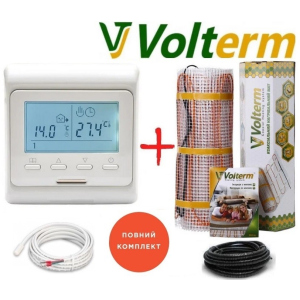 Кабельний мат Volterm Hot Mat 1,3м²/210Вт/ 180Вт/м² тепла підлога електрична під плитку з програмованим терморегулятором E51 ТОП в Хмельницькому