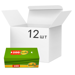 Упаковка серветок косметичних Ecolo 2 шари 200 листів 12 пачок (4820023748583) в Хмельницькому