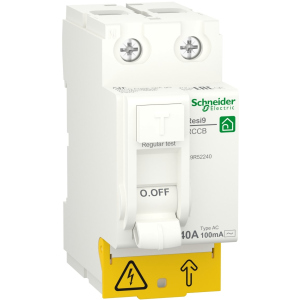 Дифференциальный выключатель нагрузки Schneider Electric RESI9 40 A, 100 мА, 2P, тип АС лучшая модель в Хмельницком