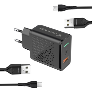 Зарядний пристрій Grand-X Fast Charge 3-в-1 QC3.0, FCP, AFC, 18W MicroUSB +TypeC (CH-650MT) в Хмельницькому