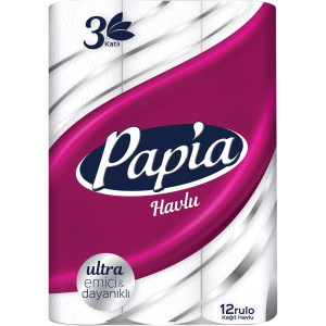 Бумажные полотенца Papia 3 слоя 12 рулонов (8690536011001) в Хмельницком