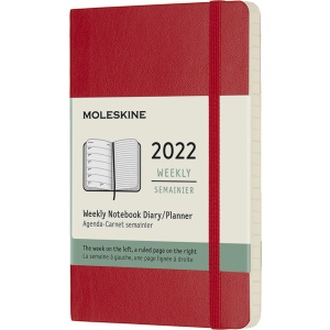 Тижневик Moleskine 2022 9 х 14 см 144 сторінки Червоний М'який (8056420855852) в Хмельницькому