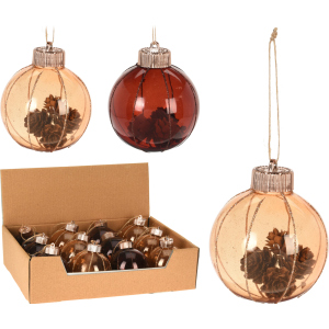 Набор елочных шаров Christmas Decoration 8 см 12 шт коричневые с шишками (ABJ432750) ТОП в Хмельницком