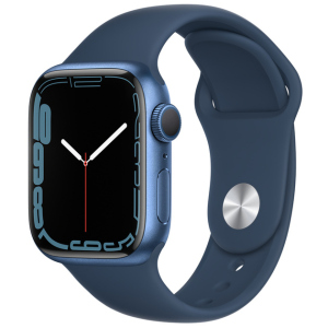 Смарт-годинник Apple Watch Series 7 GPS 41mm Blue Aluminium Case with Deep Navy Sport Band (MKN13UL/A) в Хмельницькому