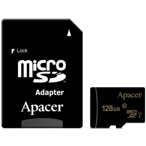 Apacer microSDXC 128GB UHS-I U1 + адаптер SD (AP128GMCSX10U5-R)