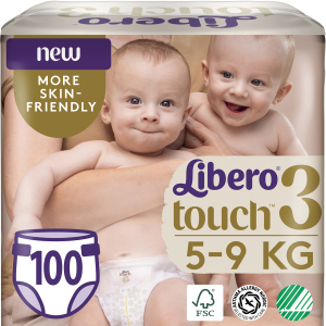 Підгузки Libero Touch 3 5-9 кг одноразові 100 шт (7322541301662) краща модель в Хмельницькому