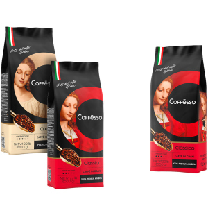 Набір кави в зернах Coffesso Classico 1000 г х 2 шт + Coffesso Crema 1000 г безкоштовно (2300000010251) ТОП в Хмельницькому