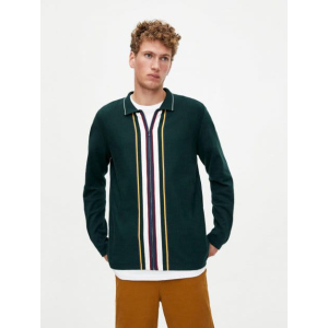 Кофта Pull & Bear 5558/519/501 S Зеленая в полоску (05558519501020) ТОП в Хмельницком