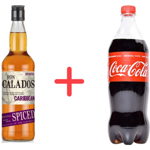 Ромовий напій Calados Caribbean Spiced 0.7 л 35%+ Безалкогольний напій Coca-Cola 1 л (5021692001064)