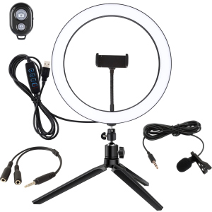 Набір блогера UFT LED лампа 26 см настільний трипод + петличний мікрофон + пульт (UFTTLL02)