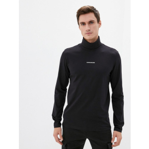 Водолазка Calvin Klein Jeans L/S Micro Branding Roll Neck J30J318469-BEH L Черная (8719854072706) лучшая модель в Хмельницком