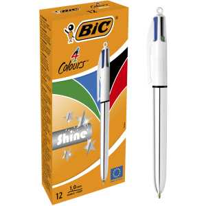 купити Набір кулькових ручок BIC 4 Colours Shine Silver 1 мм 12 шт (3086123343979)