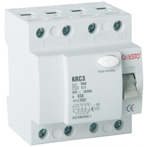 Диференціальне реле ONESTO 3п+N 25А RCD 30mA тип AC (KRC3) (6990150204110) в Хмельницькому