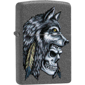 Зажигалка Zippo 211 Wolf Skull Feather Design Серая (Zippo 29863) ТОП в Хмельницком