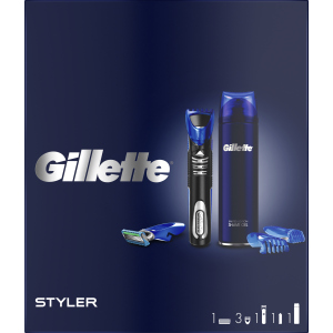 Подарунковий набір для чоловіків Gillette Fusion5 ProGlide Styler + Гель для гоління Ultra Sensitive 200 мл (7702018548972)