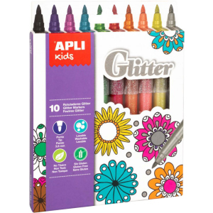 Набір маркерів Apli Kids Glitter з блискітками 10 кольорів (18218) (8410782182184) ТОП в Хмельницькому