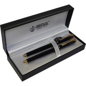 Набір ручок Regal перо + ролер у подарунковому футлярі Чорний (R12223.L.RF) рейтинг