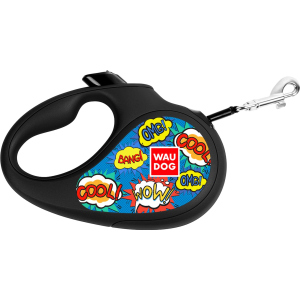 Повідець-рулетка для собак Collar WAUDOG R-leash, малюнок "ВАУ", XS, до 12 кг, 3 м, світловідбивна стрічка (8123-0087-01) в Хмельницькому