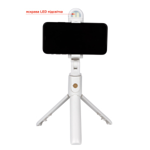 Селфі-монопод з підсвічуванням APEXEL LED Selfie Stick K10-S white в Хмельницькому