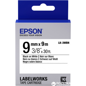 Картридж с лентой Epson LabelWorks LK3WBN 9 мм / 9 м Black/White (C53S653003) в Хмельницком