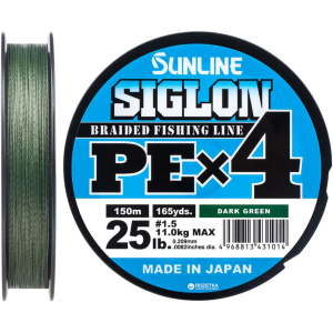 Шнур Sunline Siglon PE х4 150 м # 1.5/0.209 мм 11 кг Темно-зеленый (16580921) в Хмельницком