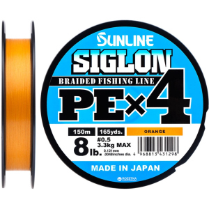 Шнур Sunline Siglon PE х4 150 м # 0.5/0.121 мм 3.3 кг Помаранчевий (16580929) в Хмельницькому