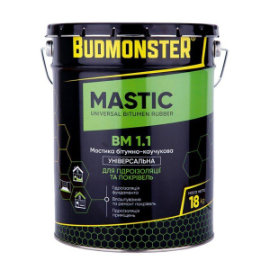 Мастика битумно-каучуковая универсальная BudMonster, 18 кг (85224)