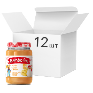 Упаковка пюре Bambolina Яблоко и банан со сливками 190 г х 12 шт (4813163002097) лучшая модель в Хмельницком