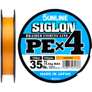 Шнур Sunline Siglon PE х4 150 м # 2.0/0.242 мм 15.5 кг Оранжевый (16580936) надежный