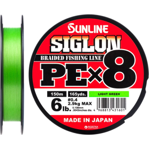 Шнур Sunline Siglon PE х8 150 м # 0.4/0.108 мм 2.9 кг Салатовый (16580961)