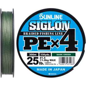 Шнур Sunline Siglon PE х4 300 м # 1.5/0.209 мм 11 кг Темно-зелений (16580948) в Хмельницькому