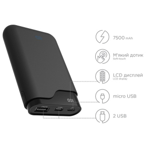 УМБ Ergo 7500 mAh Type-C Rubber Black (LI-U3) лучшая модель в Хмельницком