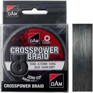 Шнур DAM Crosspower 8-Braid 150 м 0.15 мм 9.0 кг Темно-сірий (66588) ТОП в Хмельницькому