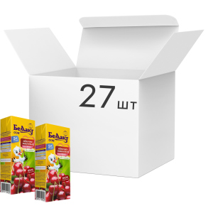 Упаковка соку Беллакт Яблучно-вишневий 200 мл х 27 шт (4814716000731) в Хмельницькому