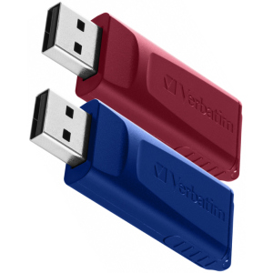 хорошая модель Комплект 2 в 1 Verbatim Store'n'Go Slider USB Drive 2X USB 2.0 32GB Red/Blue (49327)