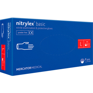 Рукавички нітрилові Mercator Medical Nitrylex Basic неопудрені розмір L 200 шт - 100 пар Сині (3.1003) ТОП в Хмельницькому