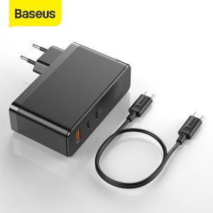 хорошая модель Зарядное устройство Baseus GaN 120W Quick Charger 4.0/PD 3.0 + кабель USB-C 100W для MacBook/iPad/iPhone/Android black