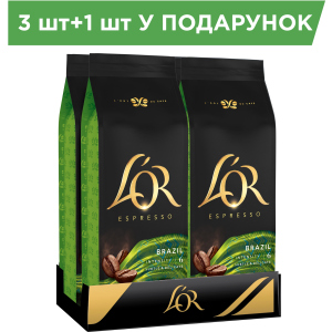 Упаковка кави в зернах L'OR Espresso Brazil 100% Арабіка 500 г х 4 шт (8711000464656) ТОП в Хмельницькому