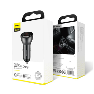 Автомобільне зарядне Baseus Digital Display Dual SCP Quick Charge Car Charger 45W 5A з вольтметром краща модель в Хмельницькому