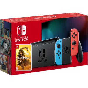 Nintendo Switch Neon Blue-Red (Upgraded version) + Гра Mortal Kombat 11 (російська версія) краща модель в Хмельницькому