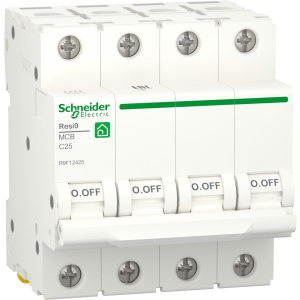 Автоматический выключатель Schneider Electric RESI9 25 А, 4P, кривая С, 6кА рейтинг
