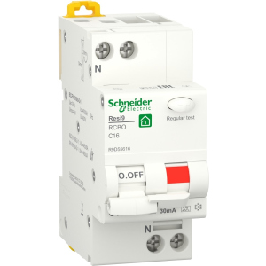 Диференціальний автоматичний вимикач Schneider Electric RESI9 16 А, 30 мА, 1P+N, 6кA, крива С, тип А ТОП в Хмельницькому