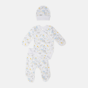 Комплект (боді+повзунки+чепчик) Garden Baby 40194-02 62 см Хмари блакитні (4824019402220) в Хмельницькому