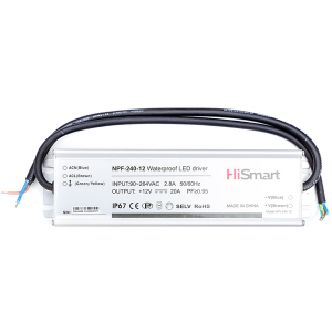 Блок живлення HiSmart 12V 20A 240W PFC IP67 (NPF-240-12) краща модель в Хмельницькому