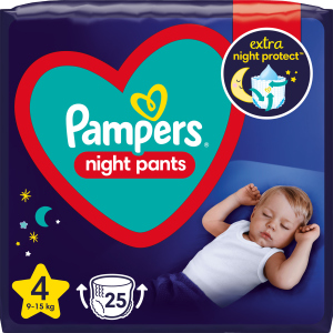 Підгузки-трусики нічні Pampers Night Pants Розмір 4 (9-15 кг) 25 шт (8006540234709) краща модель в Хмельницькому