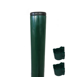 Столб заборный Техна Эко металлический круглый с полимерным покрытием и креплениями 1500 мм D=45 мм Зеленый (RAL6005 PTE-04) ТОП в Хмельницком
