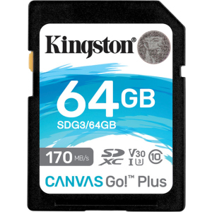 Kingston SDXC 64GB Canvas Go! Plus Class 10 UHS-I U3 V30 (SDG3/64GB) лучшая модель в Хмельницком